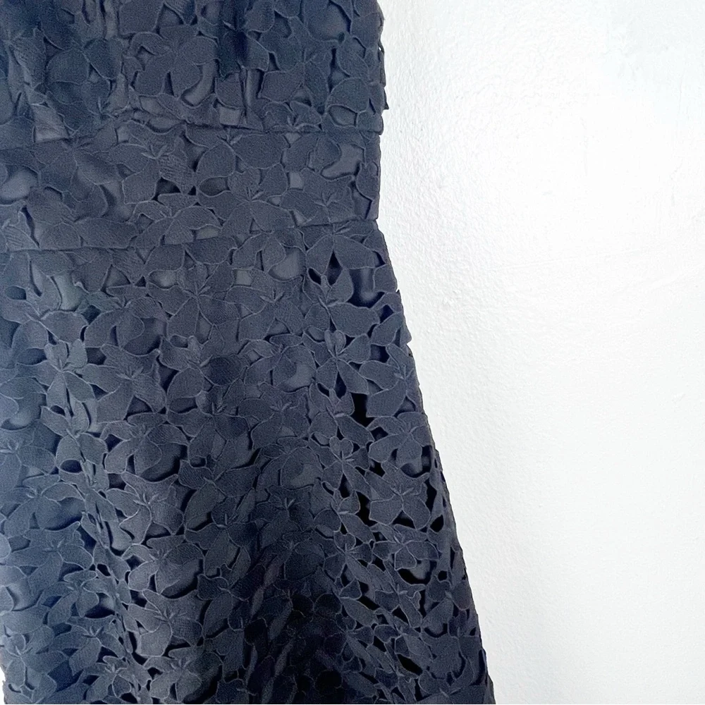 J. CREW Black Lace Sweetheart Back Zipper Oversized Straps Midi Dress Size 4
